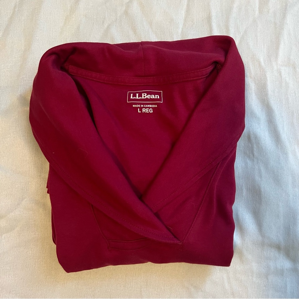 L.L.Bean Red Shawl Collar Long Sleeve Top — Size L